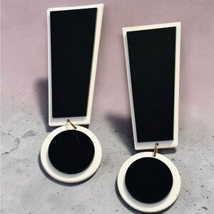 Modern Black & White Exclamation Statement Earrings